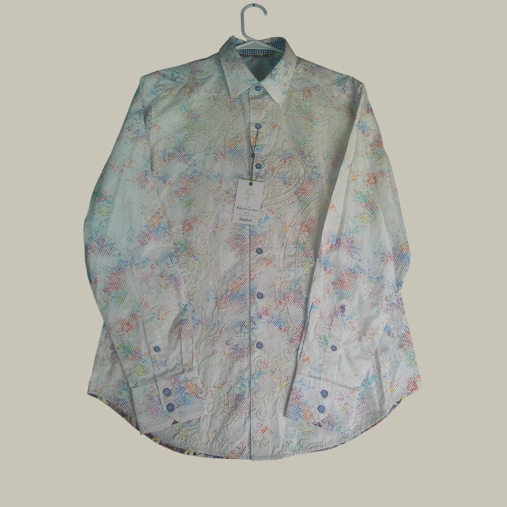 Robert Graham Beall Men's Multi Color Paisley Splatter Shirt Neiman Marcus M NEW